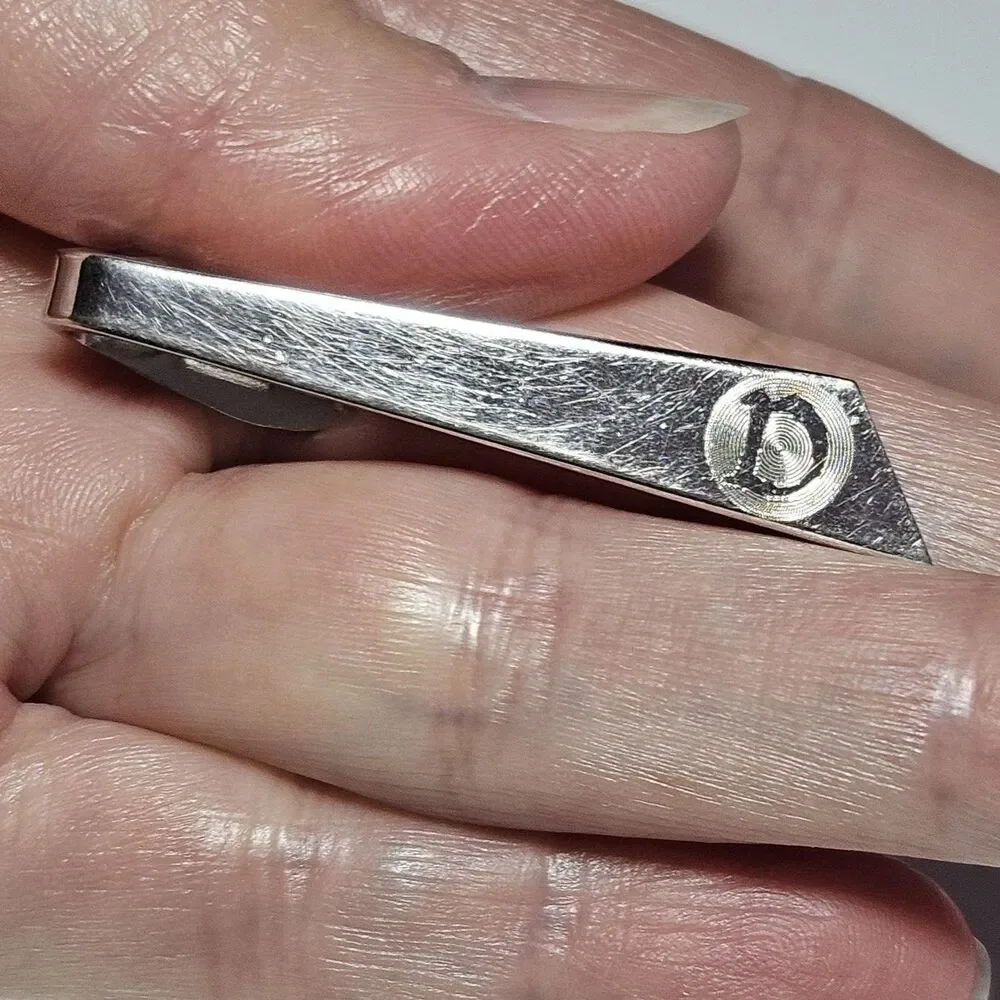 Vintage Silver Tone Letter D Tie Bar Clip